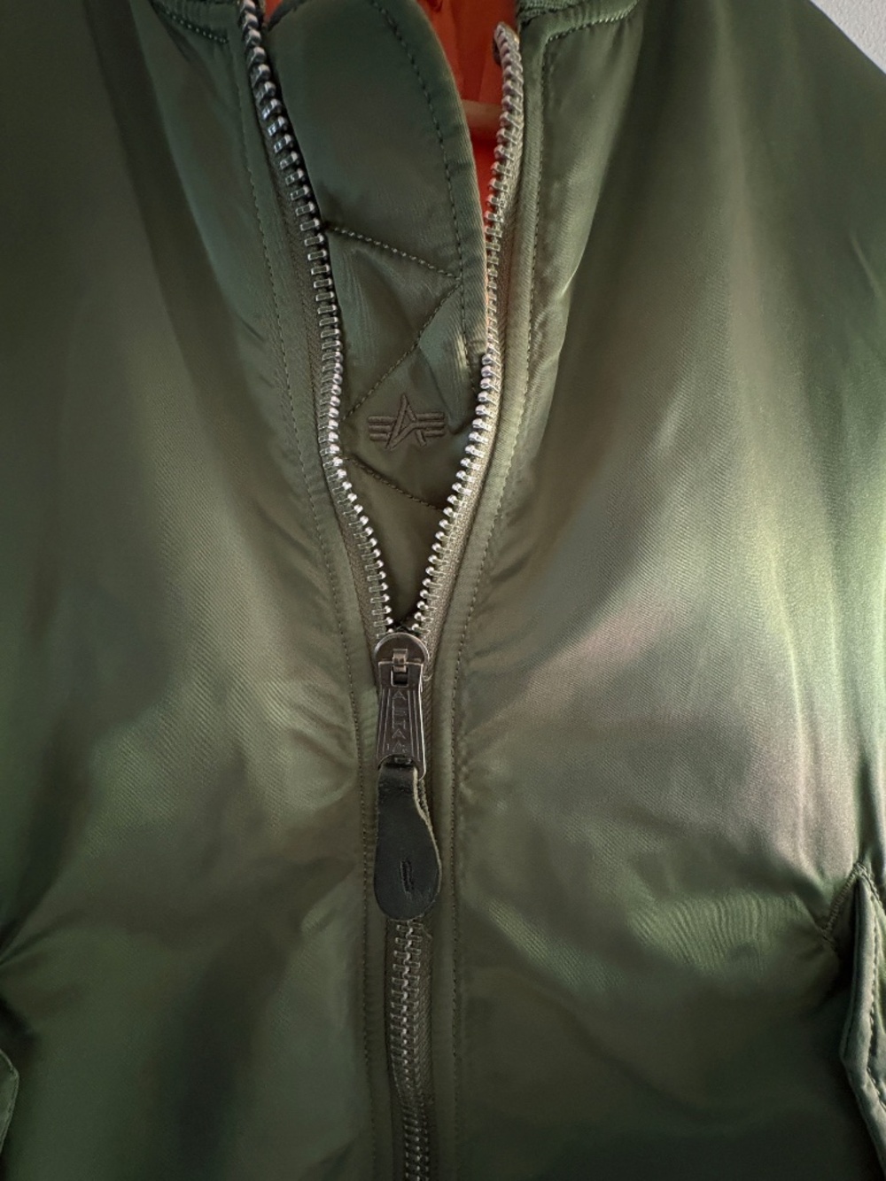 Size XS Alpha Industries MA-1 Military Bomber Flight Jacket Sage Green - Picture 8 of 14
